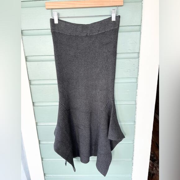 Marciano NWT Ofelia skirt sweater skirt grey asymmetrical hem comfy fall winter - Picture 2 of 7
